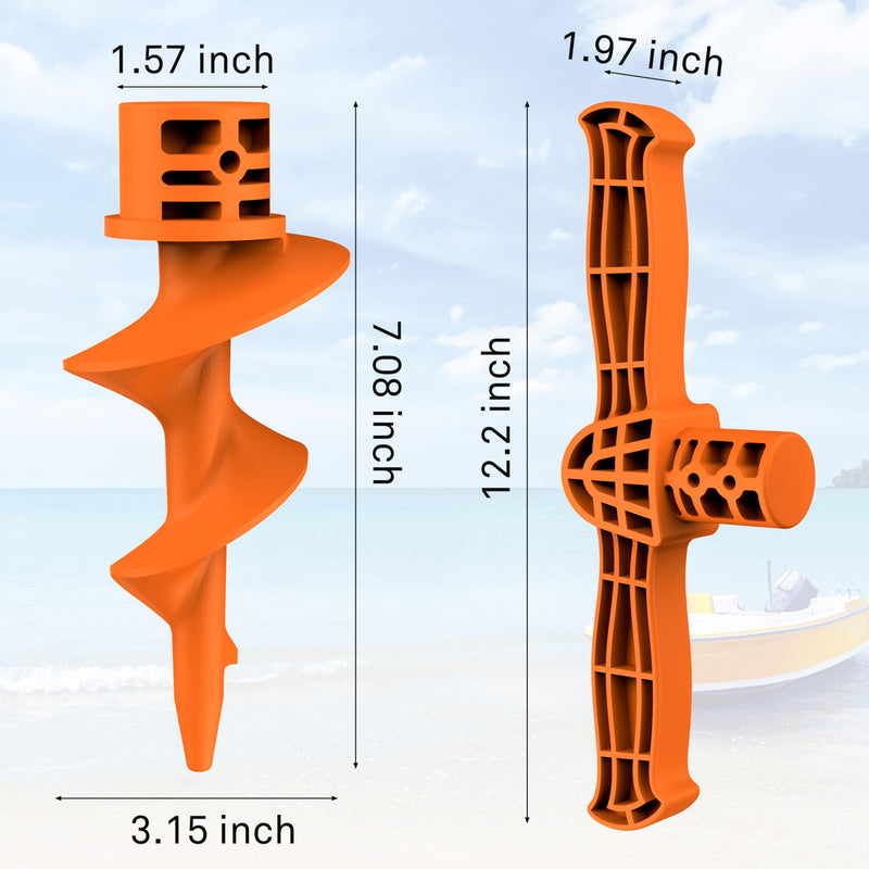 itayak Sand Dock Auger Kit for PVC Sandbar Anchors, Fits 1.5" SCH 40 PVC Tubing (ID 1.57''), T-Handle + Auger Set Only, PA66+30% GF, Orange 1pack