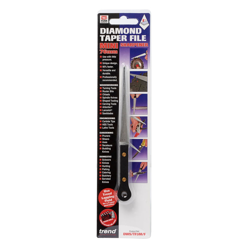 Trend 3-Inch Fine Diamond Mini Tapered File for Woodworking, Gardening & Domestic Tooling, DWS/TF3M/F