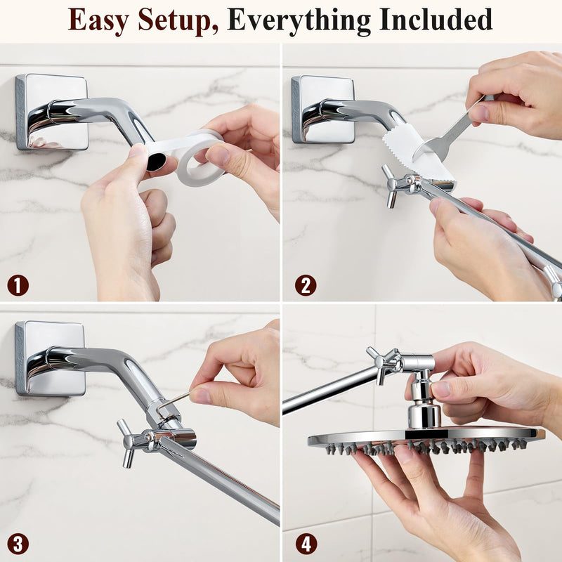 Brass 5 Inch Shower Head Extension Arm for Rain and Handheld Shower Head, Height & Angle Adjustable, Compatible with G1/2 Universal Connector | Easy to Install, Built to Last, Angle and Height Adjustable, Universal Fit Chrome 5 Inches