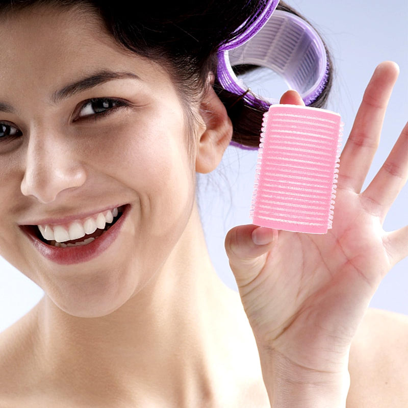Uonlytech Diy Hair Curlers Set 6Pcs Self-Adhesive Plastic Rollers Hair Styling Tools for Salon and Home Use 1.4 Inch Diameter Curling Drum