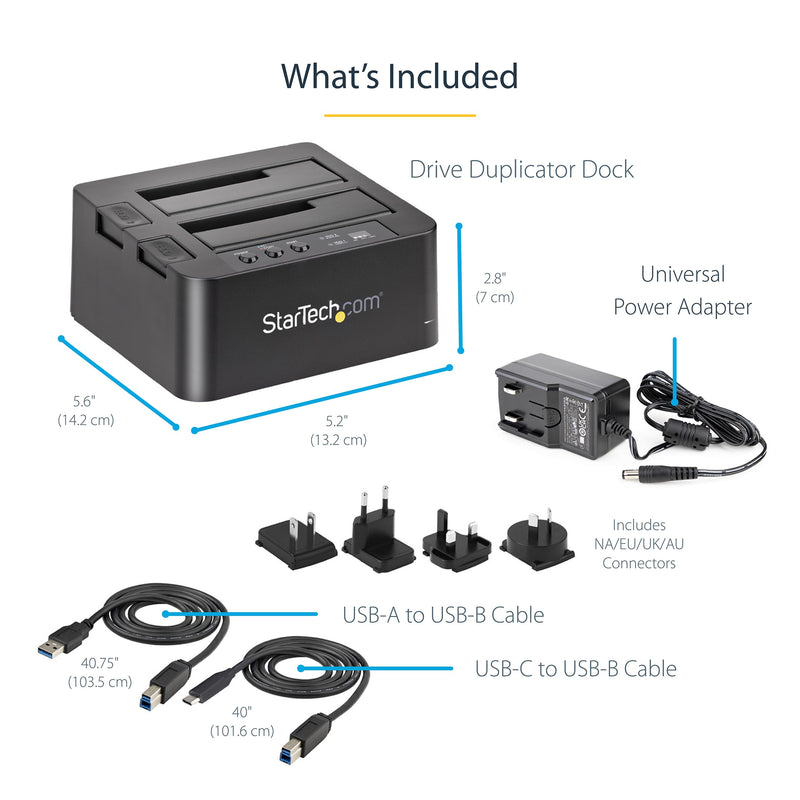 StarTech.com Standalone Hard Drive Duplicator, External Dual Bay HDD/SSD Cloner/Copier, USB to SATA III Docking Station USB 3.1 (10 Gbps)