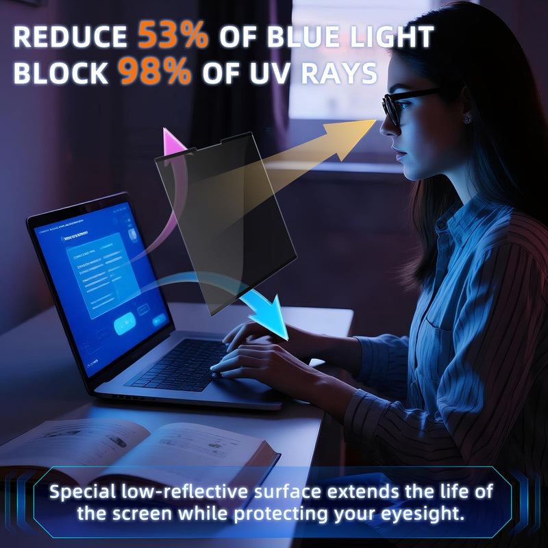 Nano-Adsorption Laptop Privacy Screen 16 inch 16:9, Removable Laptop Privacy Screen Protector, Anti Glare Blue Light Touchscreen compatible, Computer Private Filter 16" 16: 9