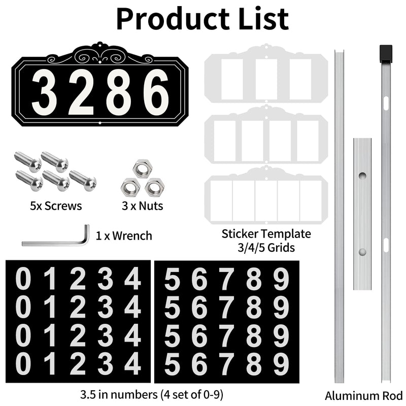 House Numbers for Outside,Yard Address Signs with Stakes, 28 x 13.4 InchWaterproof, Rustproof, House Number Yard Sign, Mailbox Number, Address Plaque. Use. Street, Home, Hotel, Office. (Black(Ground Mount)) Black(Ground Mount)