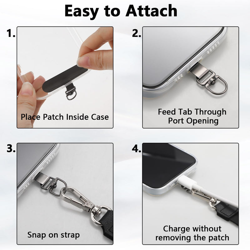 2 Set Phone Lanyard Set with 6 Patches Adjustable Lanyard Wrist Straps | Crossbody, Neck And Wrist Carry; Stainless Steel Tabs; Fits Most Phones With Full-Coverage Case; Charging Port Access