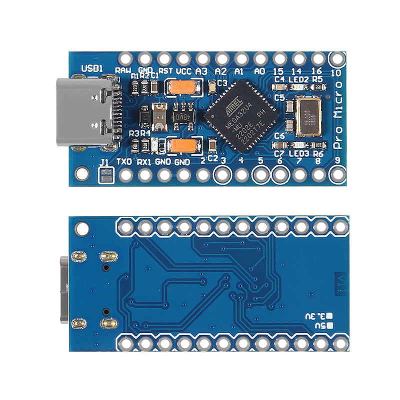 AITRIP 6PCS Pro Micro ATmega32U4 5V 16MHz Type-C Development Module Board with 2 Row pin Header Compatible arduino Leonardo Replace ATmega328 Pro Mini