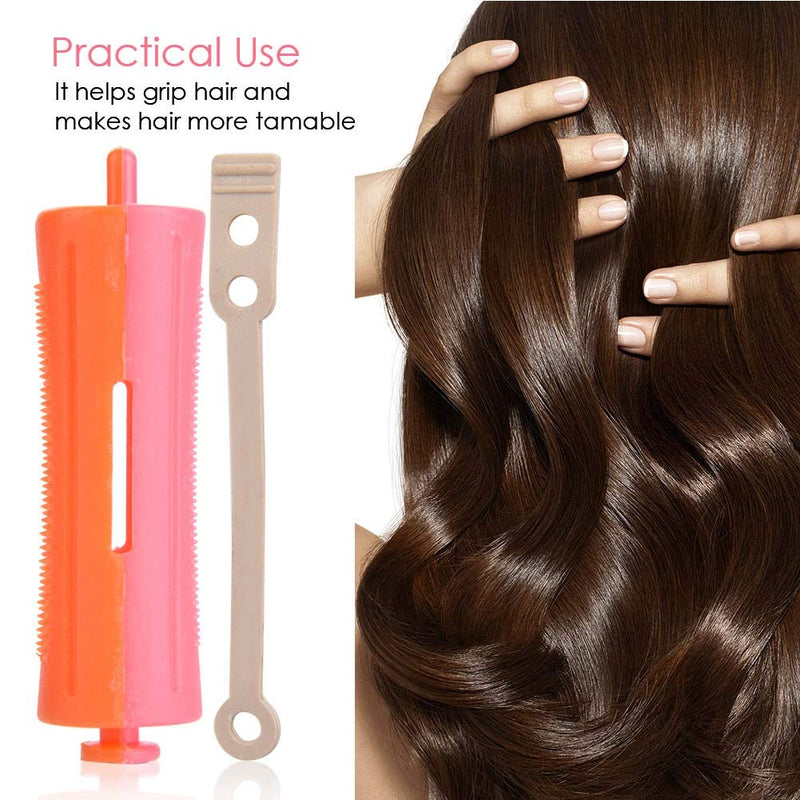 Hairdressing Perm Rods, SH-10 (9x2.4cm) Anti-Skid Hair Rollers for Hairdressing Hair Styling Heat Perm Wave Rod with Rubber Band for DIY Hair Styling and Curling | Thickened Anti‑Slip Design, Concave Even Penetration, Comfortable Grip, 6Pcs Set, Univer...