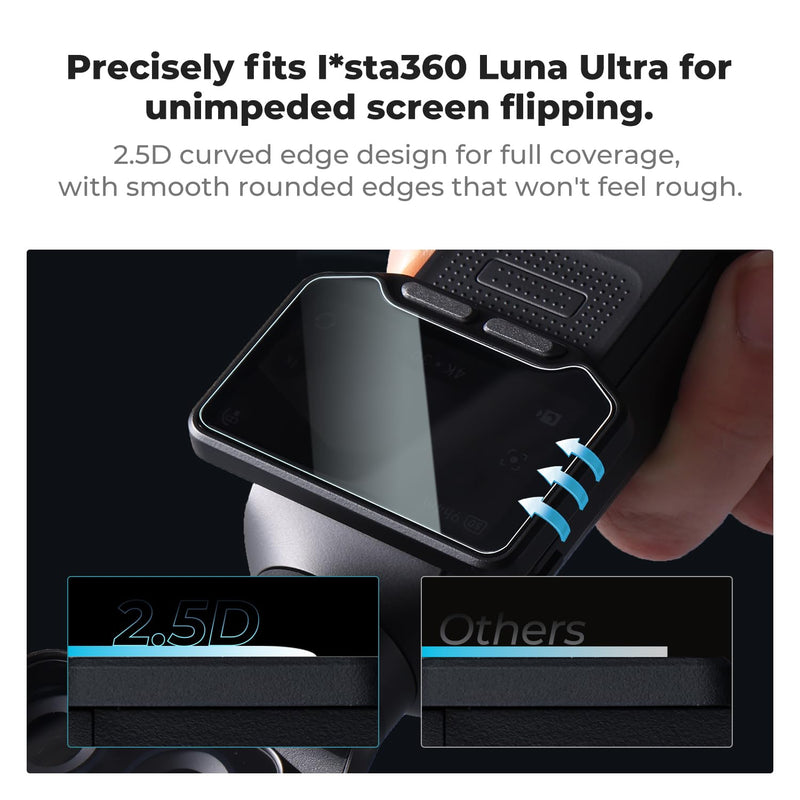 K&F CONCEPT 2PCS Screen Protector Compatible with Insta360 Luna Ultra | 9H Hardness, 0.33mm Ultra-Thin, High Transparency, Anti-Fingerprint, Scratch-Resistant Film Accessory, PF63