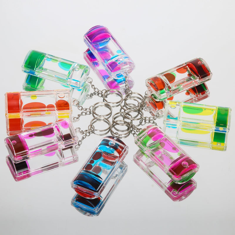 Dynamic Liquid Timers Key Chain Set, Colorful Motion Bubbler Timekeeper Key Chain, Liquid Hourglass Keychains 8 Colors