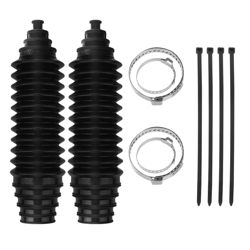Universal Steering Rack and Pinion Tie Rod Boots, Silicone Bellow Boots with 2 Pieces Gaiter Pinion Boots, 4 Pieces Locking C-Clamps and 6 Pieces Cable Ties, Black