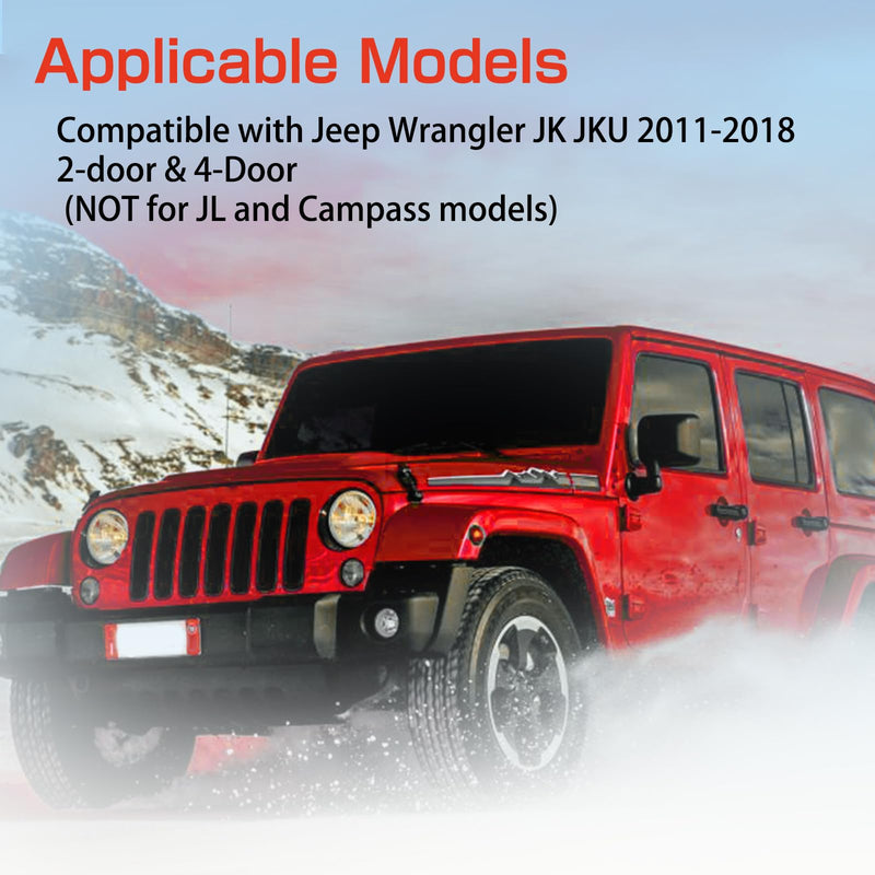 26PCS Full Set Interior Trim Kit Compatible With Jeep Wrangler JK JKU 2011-2018 2&4-door Inner Center Console Trim, Door Handle, Cup Holder Cover (Red Decoration Kit) Christmas Car Decorations Red