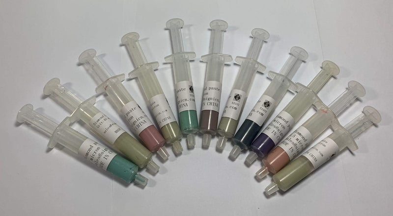 Professional Diamond Polishing Paste Set, 11Pcs 0.5-40 Micron Syringes, 5g Each, for Metal & Jewelry Polishing (Water Based) Water based