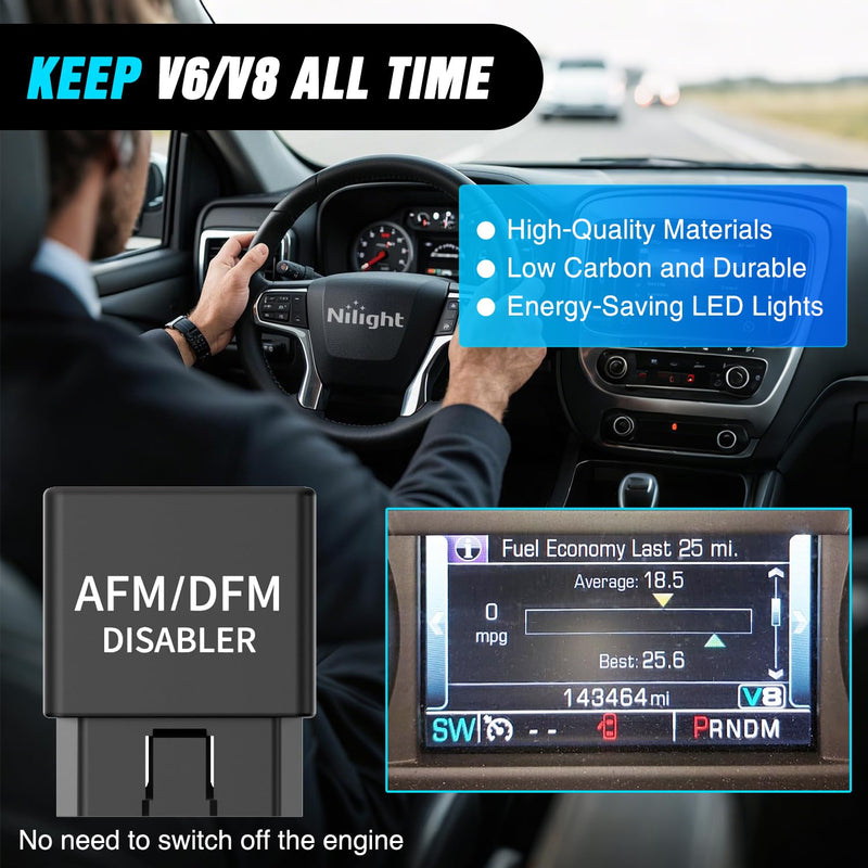 Nilight AFM Disabler Active Fuel Management Delete AFM/DFM Disabler for 5.3 Silverado Chevy 2010-2018 GMC Sierra Yukon Tahoe Avalanche Cadillac Escalade V6 & V8 Engine 3.6L 5.3L 6.0L 6.2L Vehicle Blue