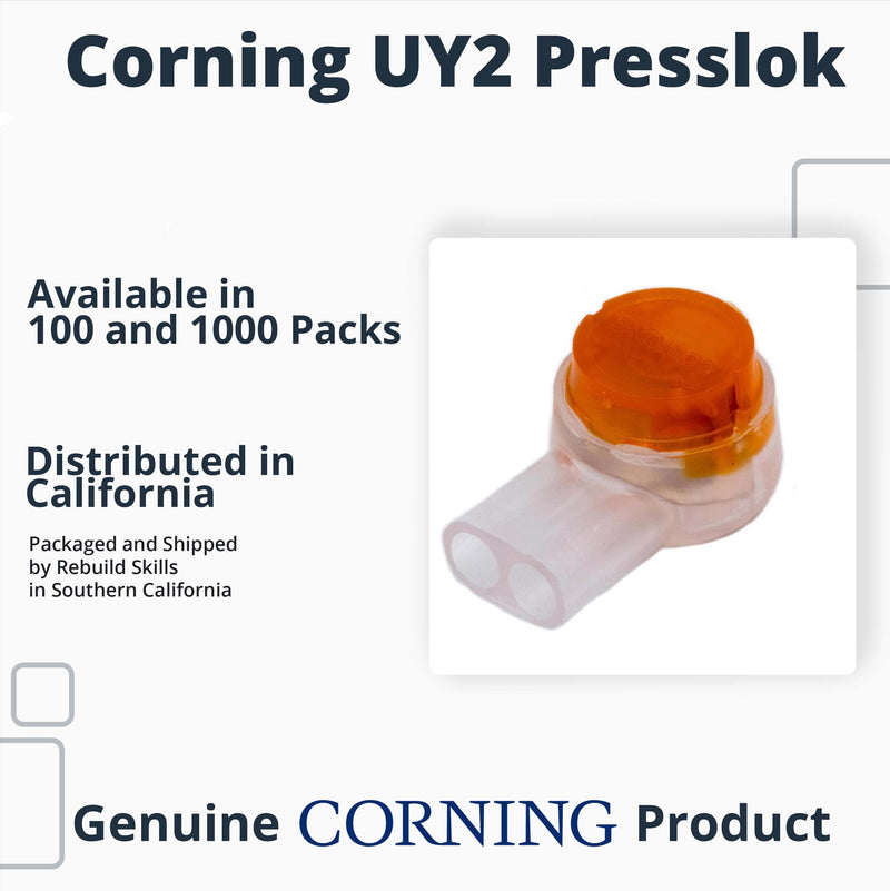 Rebuild Skills Corning UY2 100Pk Presslok Connector Solvent Resistant Splice Terminals for Wires, Electrical, Automotive, Data, Oil, Telephone (100) UY2 - 100 Pack
