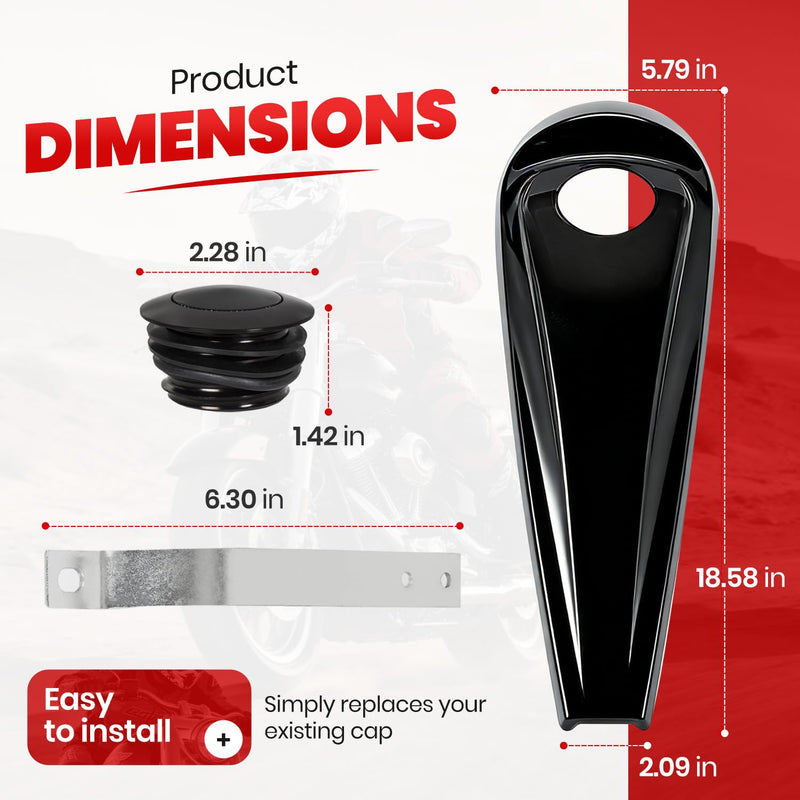 ECOTRIC Smooth Dash Fuel Console & Gas Tank Cap Cover Compatible with 2008-2023 Harley Touring Street Road Glide Electra Glide FLHT FLHX Tri Glide Ultra Limited Gloss Black