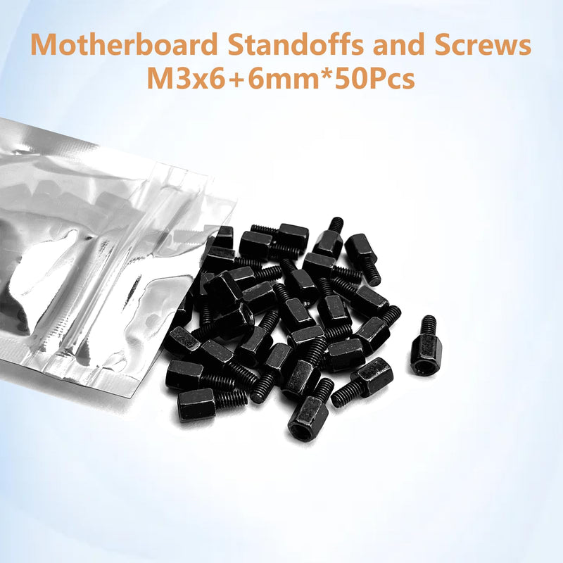50Pcs M3x6+6 Motherboard Standoffs Screws for ATX Motherboard Mounting