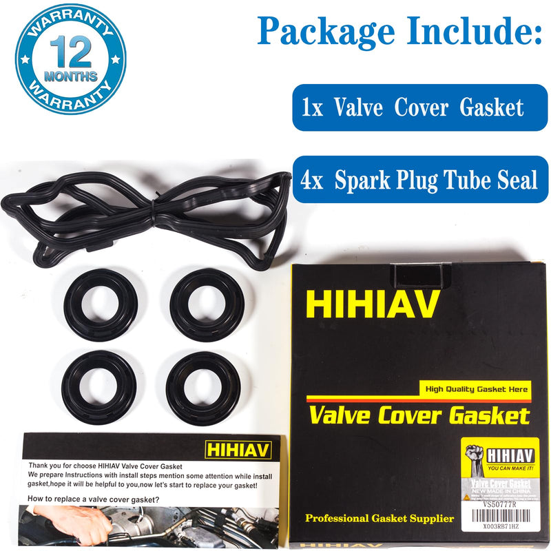 VS50777R for Nissan Altima 2.5 Valve Cover Gasket with 4 Spark Seal,Rogue Sentra 2.5L Engine Code QR25DE 2007 2008 2009 2011 2010 2012 07 08 09 10 11 12 036-1758 13270-JG30A VS50437A 13270JA00A. VS50777R 2007-2013 Nissan 2.5L with 4 Spark Seal