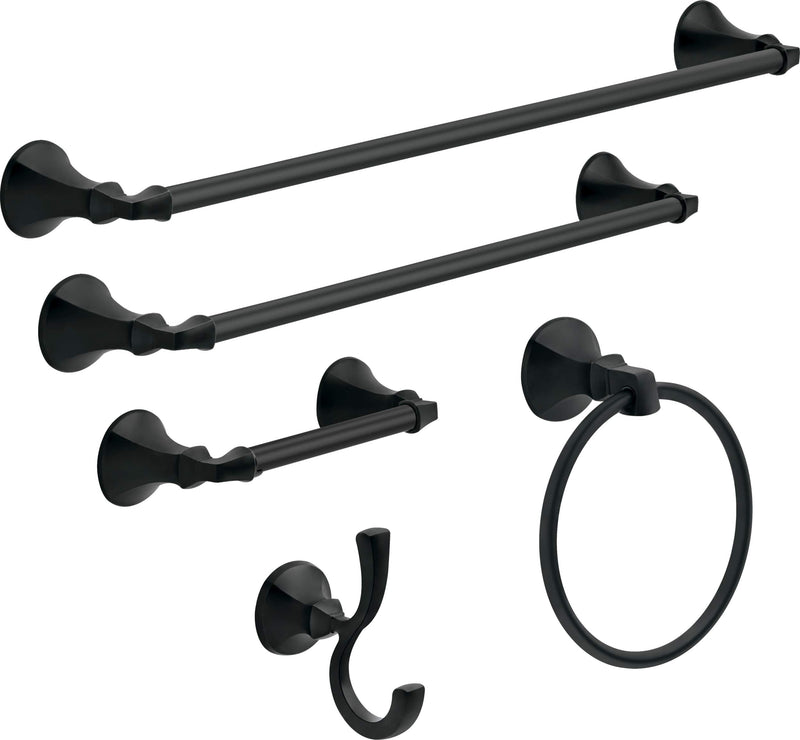 DELTA FAUCET Rubber Limited 76424-BL Ashlyn 24-in Wall Mount Towel Bar Bath Hardware Accessory in Matte Black