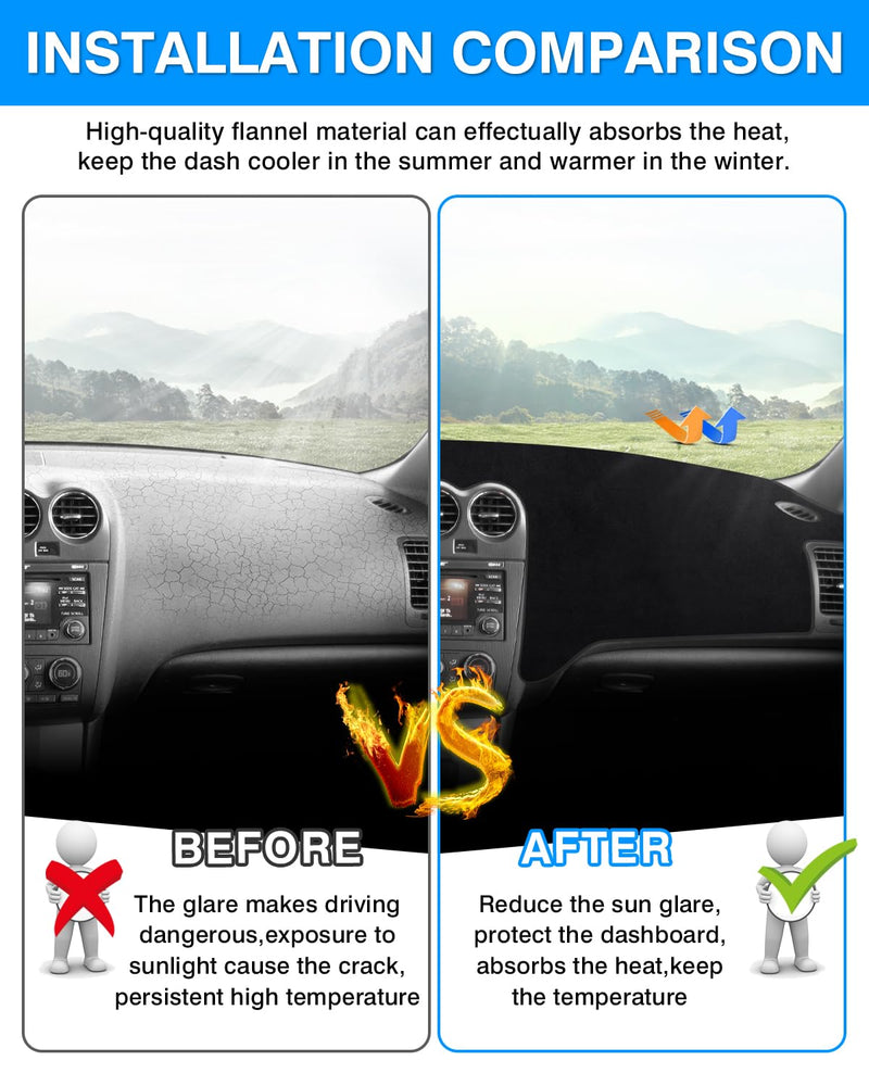 Autorder Dashboard Cover Mat Fit for 2007-2012 Nissan Altima Accessories Dash Cover Flannel Dash Mat Sunshade Glare UV Rays Protector 2007-2012 Altima