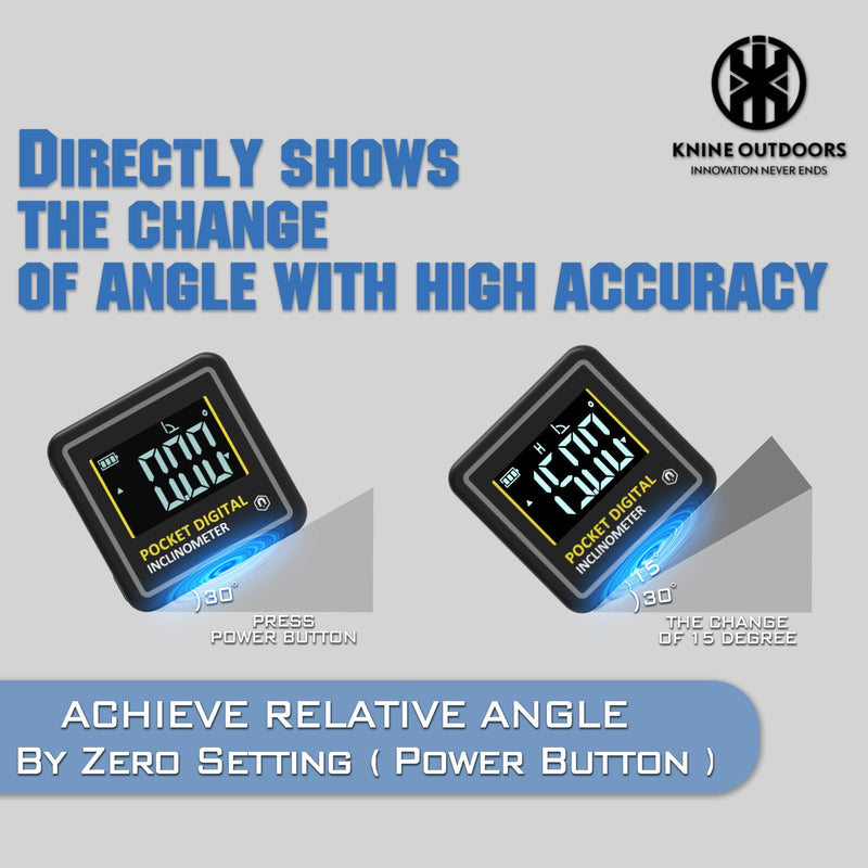 KNINE OUTDOORS Mini Digital Angle Finder 4-side Strong Magnetic Angle Gauge, Table Saw Miter Protractor, Woodworking Measuring Tool, Level Box for Hanging (1 Pack, Plastic, Small Size) 1 Pack