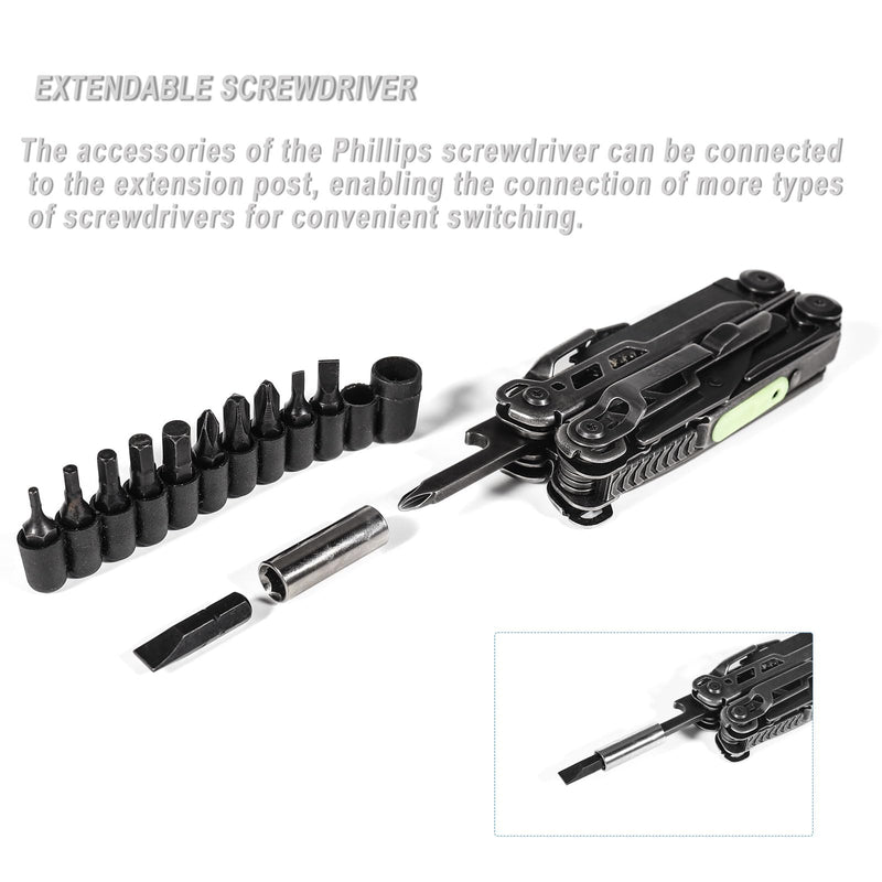 GrandHarvest Multitool, 25-in-1 Spring Loaded Pliers Multi Tool, Each Tools with Safety Lock-Stainless Steel Multi-Tool, Propylene Sheath, Survival Gear for Camping, Hiking, Multi Plier, Pocket Knife