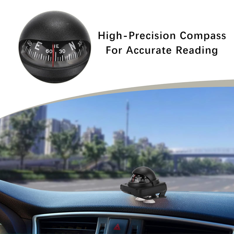 Automotive Compass Ball, Dashboard Adjustable Foldable Navigation Direction Pointing Guide Ball, Magnetic Compass with Adhesive Tape for Auto Cars Boats RV Vehicle Outdoor