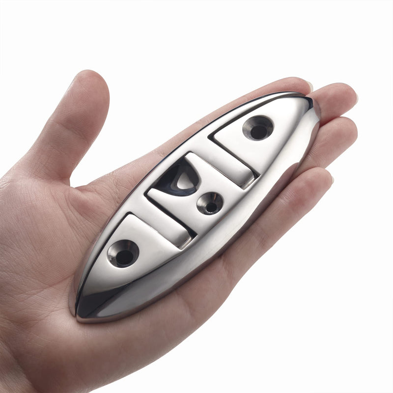TINGZHIGO Folding Boat Dock Cleat 5 inch or 6 inch, Heavy Duty Flip Up Dock Cleat, 316 Stainless Steel, with Screws and Locking Nuts