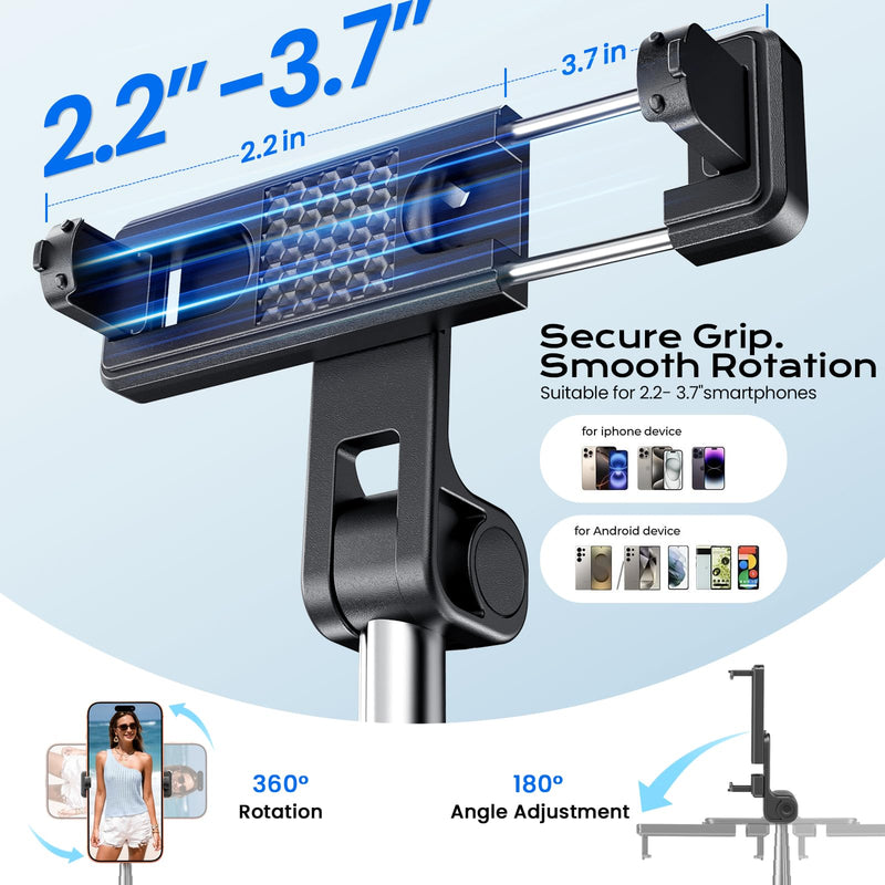 LOXP [Auto Open] Phone Tripod for iPhone, 67" Selfie Stick Tripod | Lightweight Aluminum Phone Tripod Stand with 360° Rotation for Video Recording, Travel, Vlog, Live Stream, without Remote