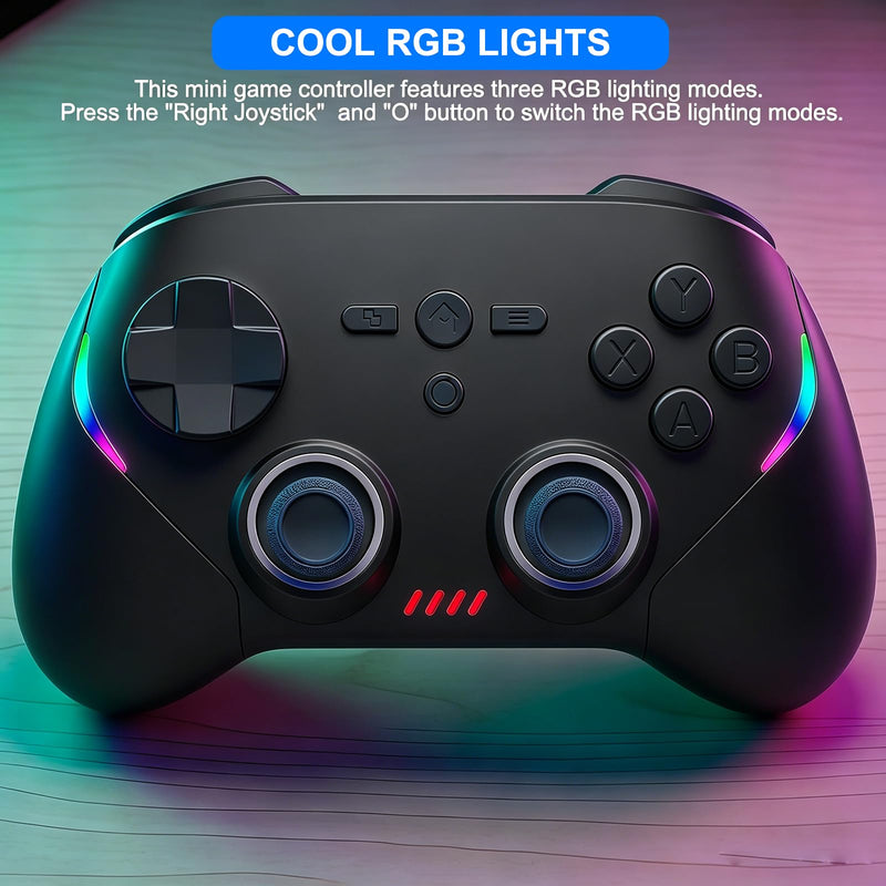 Wireless Gaming Controller for Android/iPhone/iPad/iOS/Tablet/Windows PC/Switch 2, Bluetooth Mobile Phone Gamepad with Hall Joysticks/Hall Triggers/RGB Lights/Vibration/Six-Axis Gyro/Xbox Cloud Game Black