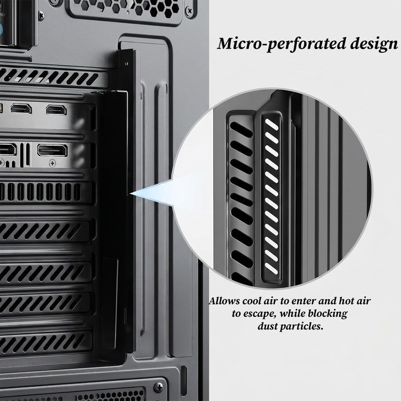 10 Pcs Pci Slot Cover,GPU Vented Covers Vented Slot Covers Black Venteds Dust Filter Bracket Expansion Blanking Plate for Computer Cases