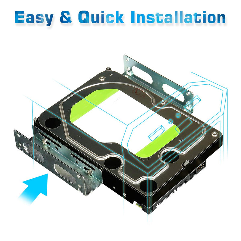 HDD Hard Drive Metal Mounting Bracket Adapter, Convert Any 3.5 in HDD Into One 5.25 in Drive Bay（1x3.5 to 5.25 in） 1x3.5 HDD/SSD to 5.25 Metal