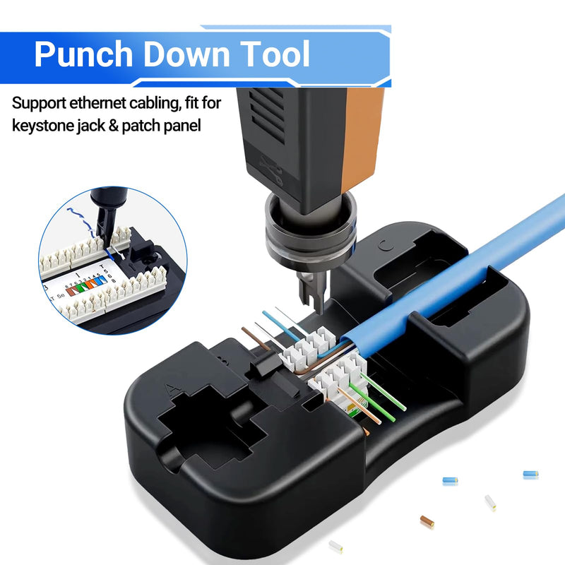 10Gbps Cat6 Keystone Jacks 25-Pack, RJ45 Keystone Jack, Ethernet Keystone Jack in Blue with Punch-Down Tool and Punch-Down Stand for Wall Plate
