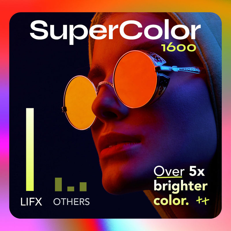 LIFX Smart Flood Light Bulb PAR38 E26 (1 Pack), Color Changing RGB + Warm White 1600 Lumens 150W Equivalent Tunable LED, 90+ CRI, Matter Compatible, Apple HomeKit, Alexa & Google Home Dimmable