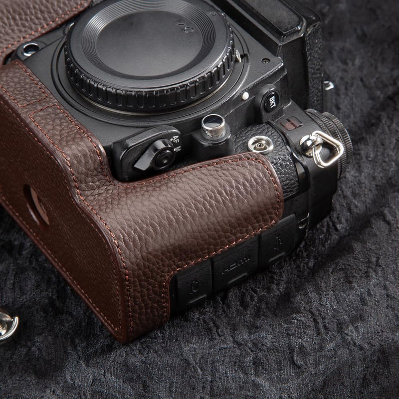 Vintage Genuine Leather Camera Case, Half-Wrap Genuine Leather Camera Protector for Nikon DF (Mocha Brown) Mocha Brown