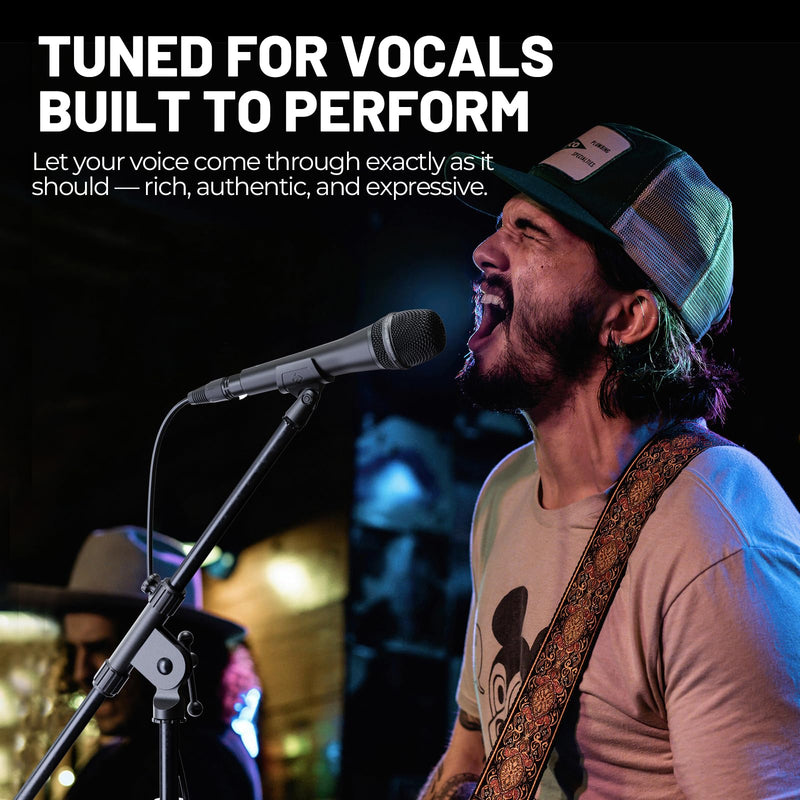 Phenyx Pro Vocal Microphone, Supercardioid Dynamic Mic with 16.4 ft XLR Cable, Mic Clip, Storage Bag, Wired Handheld Microphone for Singing, Stage, Studio, Karaoke (PM-26)