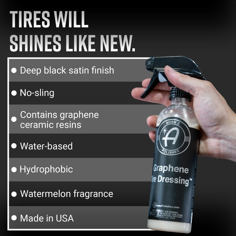Adam's Polishes Graphene Tire Dressing - Deep Black Finish W/Graphene Non Greasy Car Detailing | Use W/Tire Applicator After Tire Cleaner & Wheel Cleaner | Ceramic Coating Like Tire Protection (16oz) 16 fl. oz