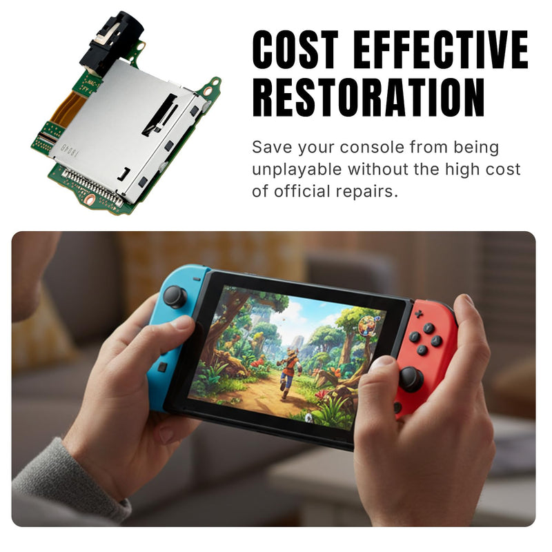 Mcbazel Game Card Reader Slot Replacement for Nintendo Switch HAC-001, Game Cartridge Board with Headphone Jack Connector, Full DIY Repair Tool Kit for Reading Error & No Audio Issues (NOT for OLED/Lite)