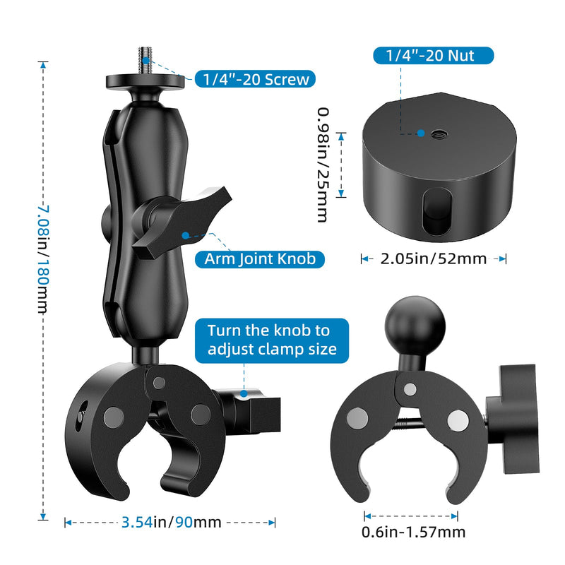 BURMONG 2026/2025 Starlink Mini Clamp Mount, Star Link Mini Pipe Mount with 2025 Pipe Adapter, Aluminum Alloy Adjustable Mounting for Camper, RV Ladder, Pole, Yacht, Guardrails (1/4"-20 Thread)
