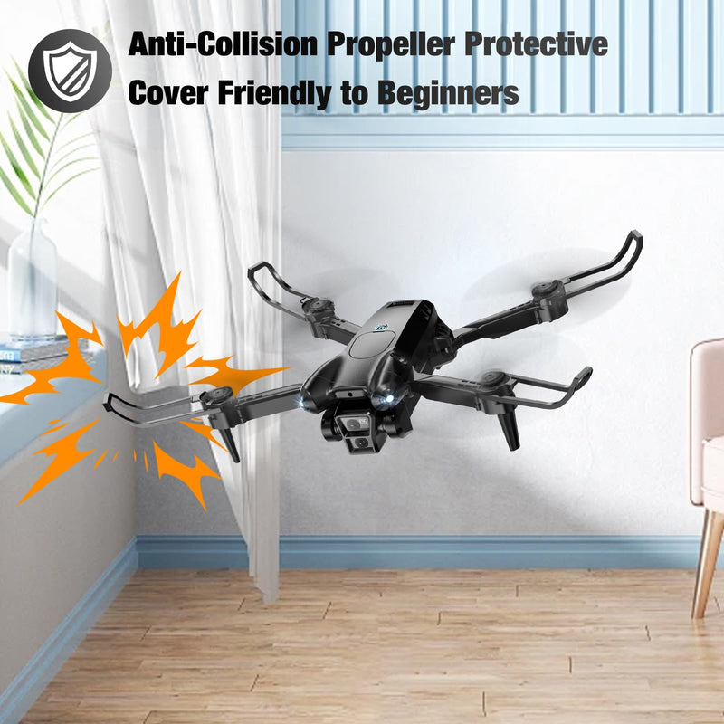 Drone with Camera 1080P HD, Mini Drone for Beginners Kids Adults, Foldable RC Quadcopter with Stable Hover, Trajectory Flight, One Key Take Off/Land, 2 Batteries, Toys for Boys and Girls (Black) Black