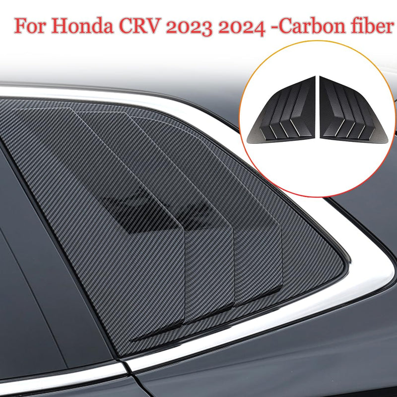 2Pcs Rear Side Window Louvers Air Vent Scoop Shades Cover Blinds Trim for Honda CRV CR-V 2023 2024 2025 - ABS bright black Sport Interior Accessories