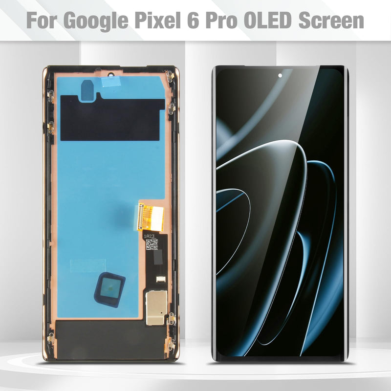 OLED for Google Pixel 6 Pro Screen Replacement with Frame,Black | for G8VOU GLUOG, LCD Display Touch Assembly,No Fingerprint Cable,Includes Repair Tools