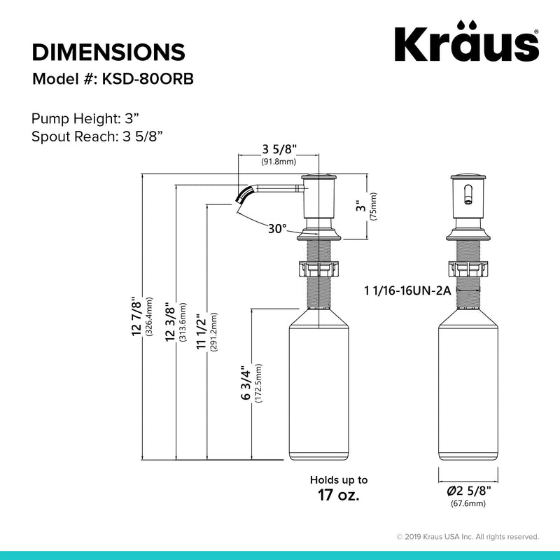 KRAUS Kitchen Soap and Lotion Dispenser in Oil Rubbed Bronze, KSD-80ORB