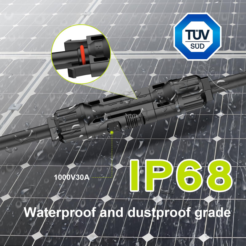 Solar Connectors for 2 Solar Panels,Tool-Free Solar Cable Splitter, IP68 Waterproof Solar Wires Connectors,2to 4 Y Branch Parallel Adapter for PV Cable Parallel 2 Solar Panels 1 PCS
