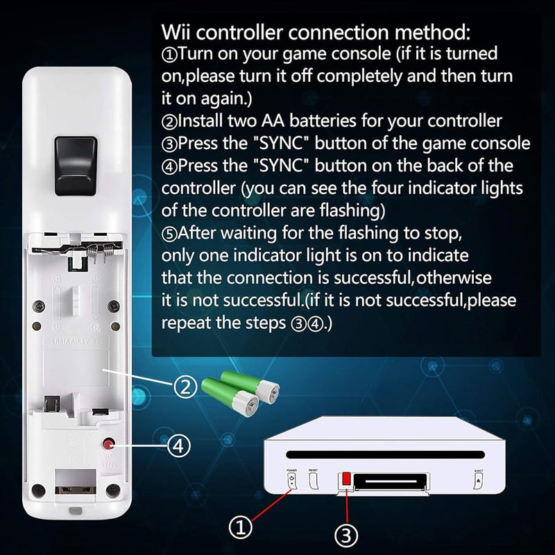 Wii Controller 2 Pack,Remote Controller with Silicone Case and Wrist Strap | Compatible with Wii/Wii U,Black and White