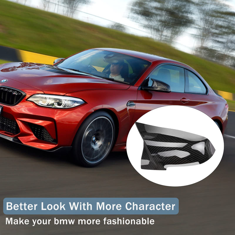 Door Rearview Mirror Cover Cap Carbon Fiber Replacement for BMW F20 F22 F30 F31 F32 F33 F36 F87 M2 X1 E84 328330i 335i 428i 435i - 2PCS (Carbon Fiber)
