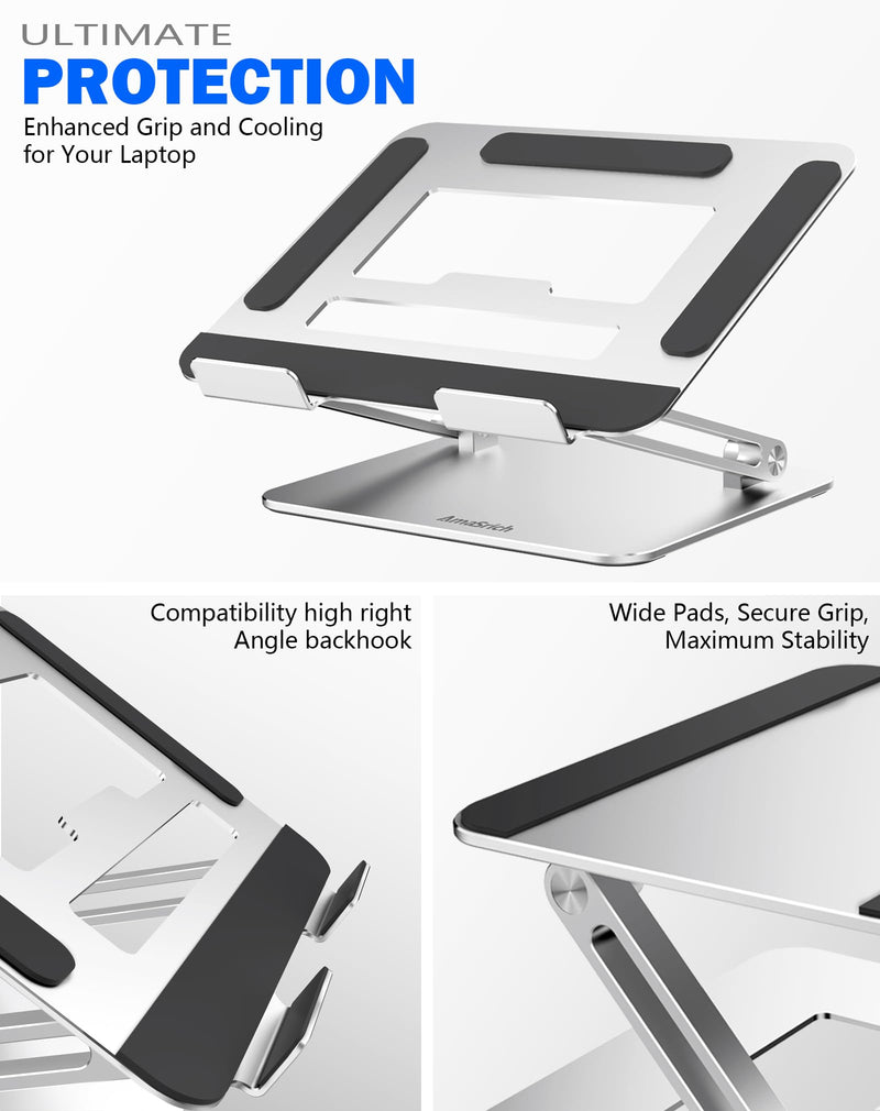 Laptop Computer Stand Adjustable Height-Tablet Holder for Desk-Foldable Riser Folding Mount for Notebook iMac MacBook Air Pro,Dell XPS, HP (10-17.3"),Aluminum-Silver Silver LS02-US