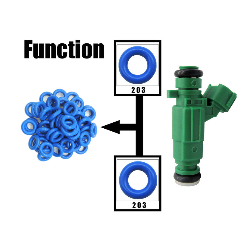 HiSport Fuel Injector O-Rings Set - [7.52mm X 3.53 mm] Blue Universal Repair Kits [50 Pcs]