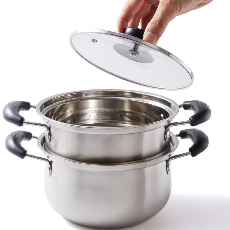 Cuscuzeira Brazilian Cuscuz Steamer Pot – 2-Tier Stainless Steel Steamer for Couscous, Rice, Dumplings, and Vegetables – Compact 18cm Cooker for Daily Meals, Apartments, and Small Households