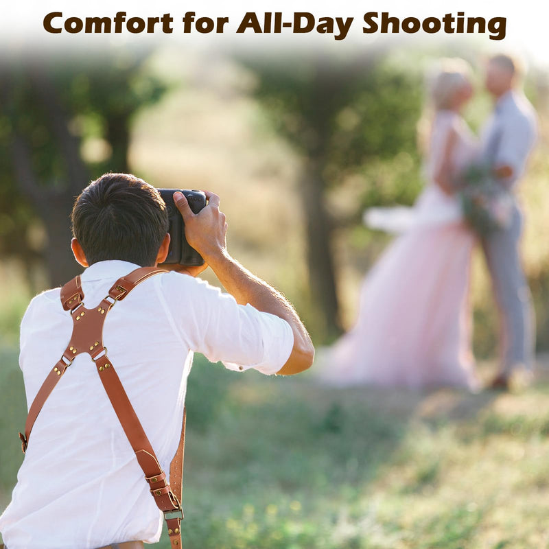 Dual Camera Harness for Photographers, Double Camera Strap for DSLR/SLR | Adjustable Camera Shoulder Strap, Professional Camera Holster for 2 Cameras, Cross-Back Sling for Wedding, Wild