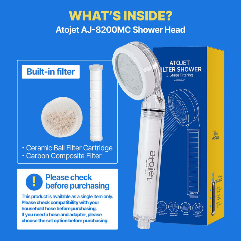 Filter Showerhead Inspired by Korea’s Beauty Culture – Pure Carbon Filters for Softer Skin & Smoother Hair | Carbon Composite Filter | Single Showerhead (AJ8200MC-SNG-1) Single Showerhead Set