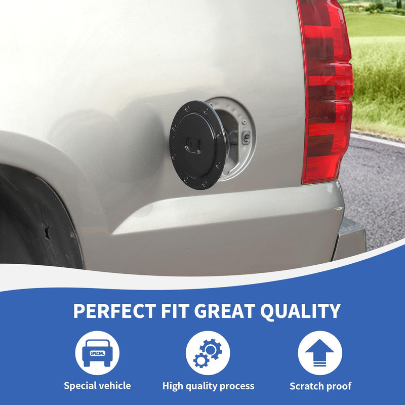 Black Fuel Filler Door Gas Tank Cap Cover Compatible with Chevy Silverado/Suburban/Tahoe/GMC-Yukon/GMC-Sierra/Avalanche 1999-2006 Type D Black